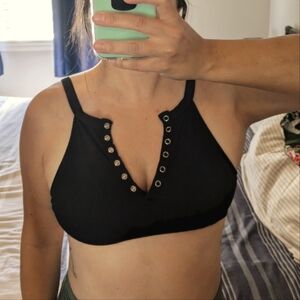 Aerie high neck ribbed swim top